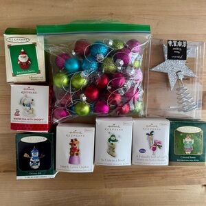 Colorful Christmas Ornaments and Decorations Set